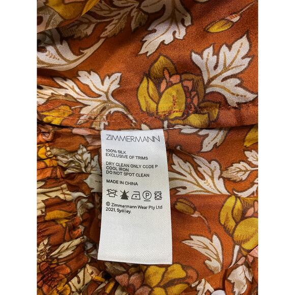 Zimmermann 'Andie' Red Silk Floral-Print Silk Shorts Size 0 - Picture 4 of 4